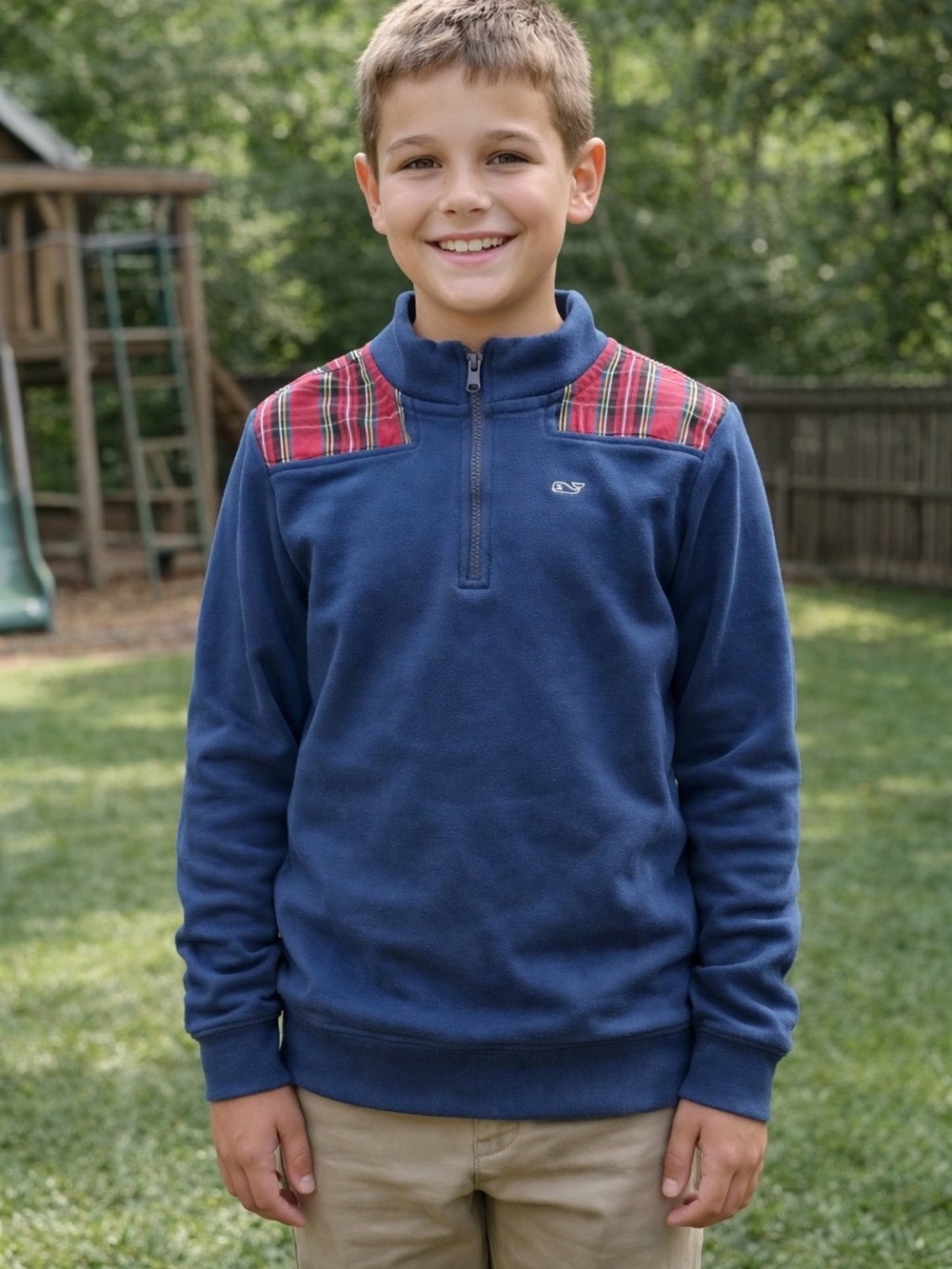 Vineyard Vines Navy Pullover with Cream Logo